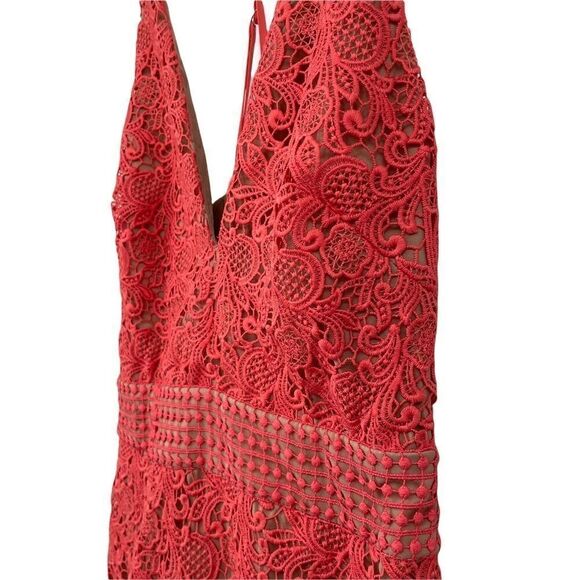 NWT Stylestalker Amelie Crochet Overlay Mini Dress in Melon Xsmall - Picture 7 of 12